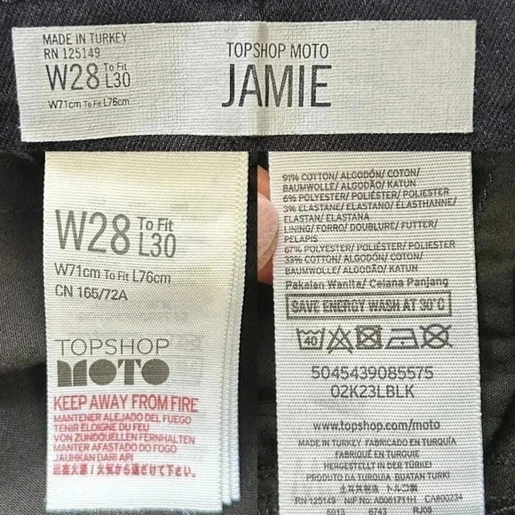 Topshop Moto Skinny Jeans Jamie High Rise Lace Up Ankle Crop Black Size 26 - Picture 13 of 16